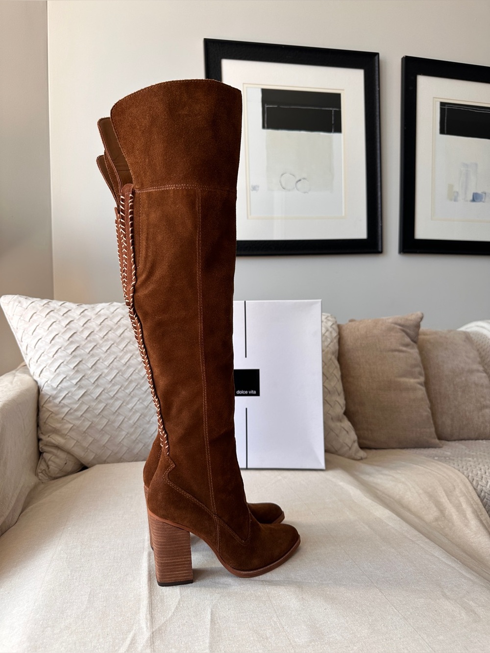 Brand New Dolce Vita “Cliff” OTK Suede Boots in Acorn Brown, NIB size 7